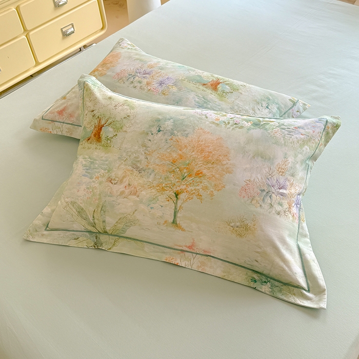 91家纺网 家纺一手货源 找家纺 巧玲珑 2025新款100%数码印花生态AB版四件套 伯尼