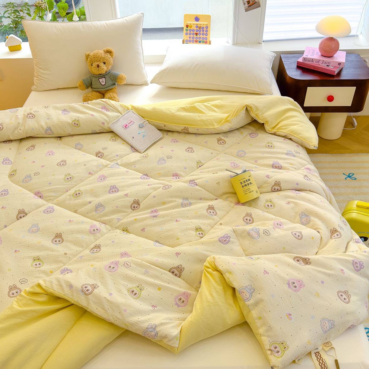 91家纺网 家纺一手货源 找家纺 弗苓家纺 2025新款A类云感有氧双层纱冬被被子被芯 拉布布