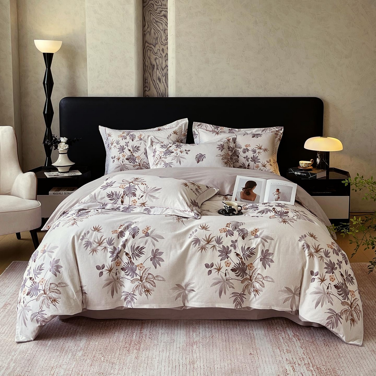 91家纺网 家纺一手货源 找家纺 宜家坊 2025新款升级疆大白全棉加厚生态磨毛四件套 知画-香槟