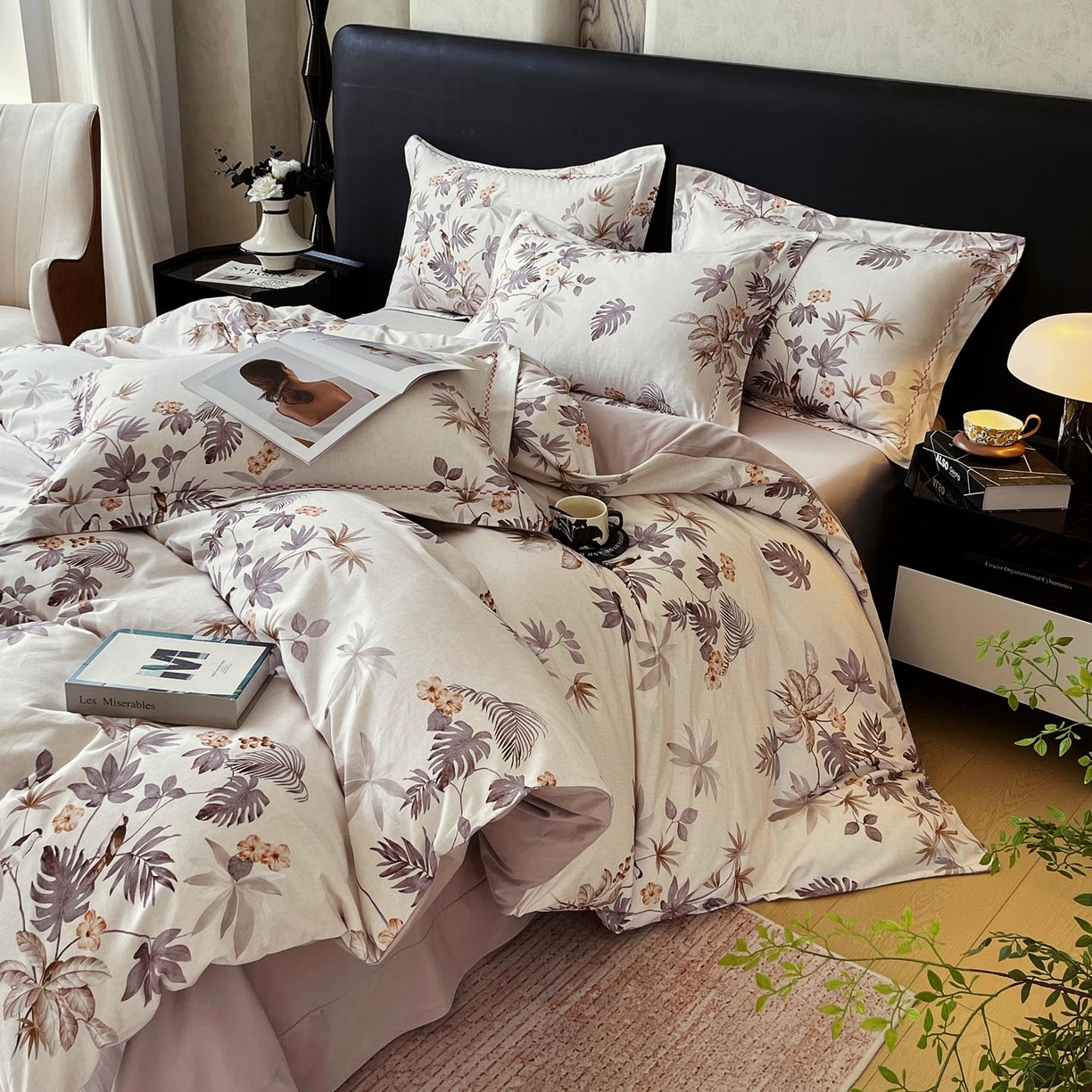 91家纺网 家纺一手货源 找家纺 宜家坊 2025新款升级疆大白全棉加厚生态磨毛四件套 知画-香槟