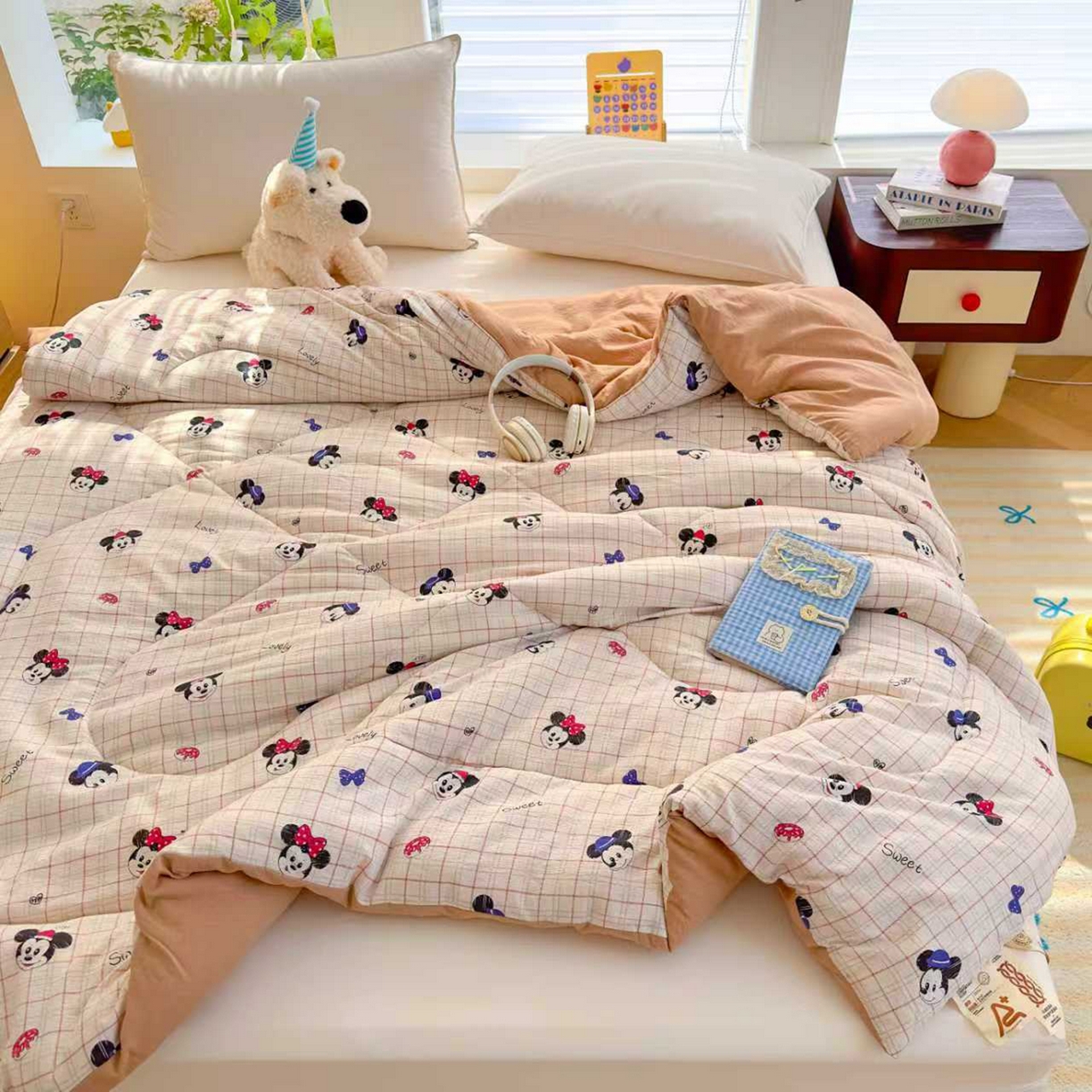 91家纺网 家纺一手货源 找家纺 弗苓家纺 2025新款A类云感有氧双层纱冬被被子被芯 米奇