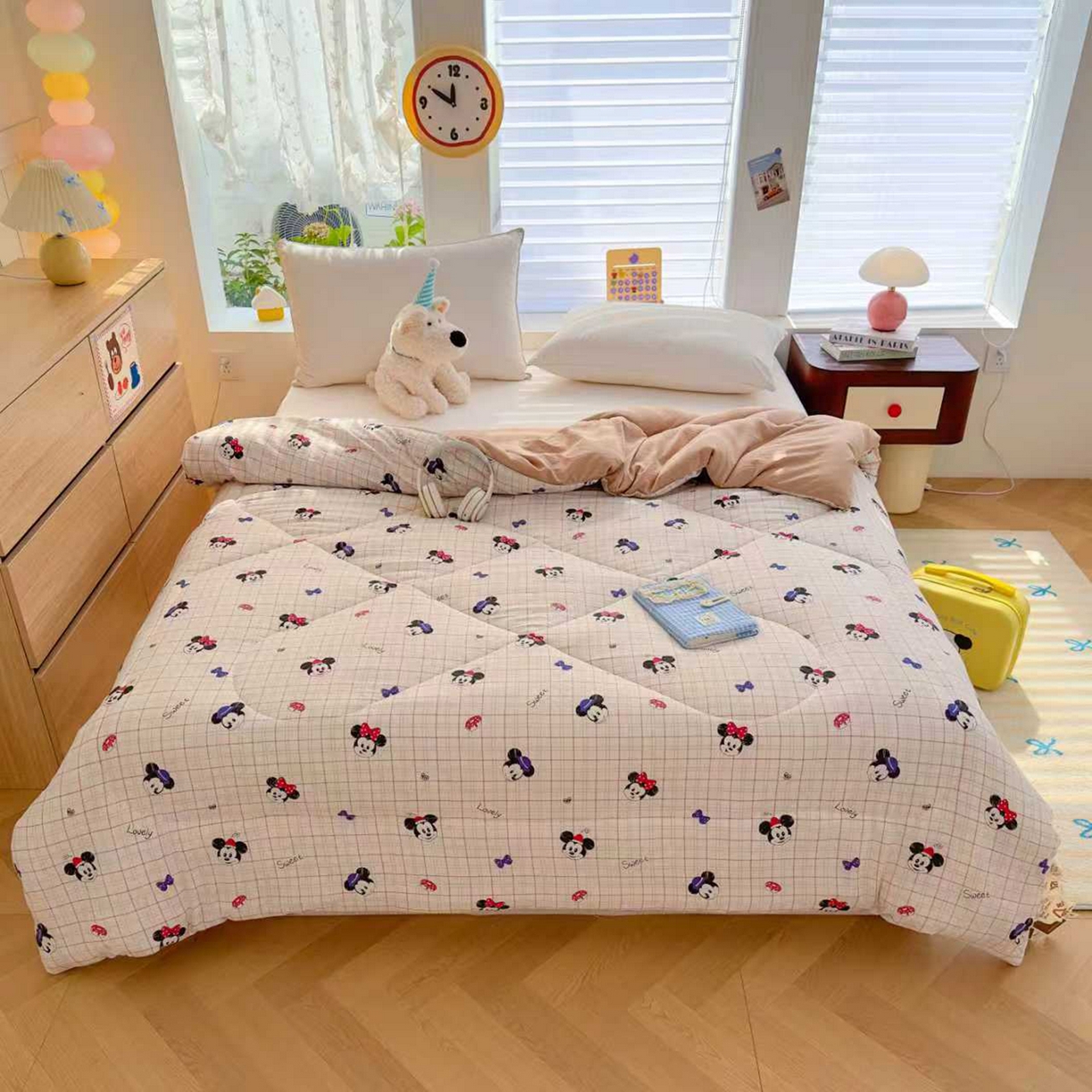 91家纺网 家纺一手货源 找家纺 弗苓家纺 2025新款A类云感有氧双层纱冬被被子被芯 米奇