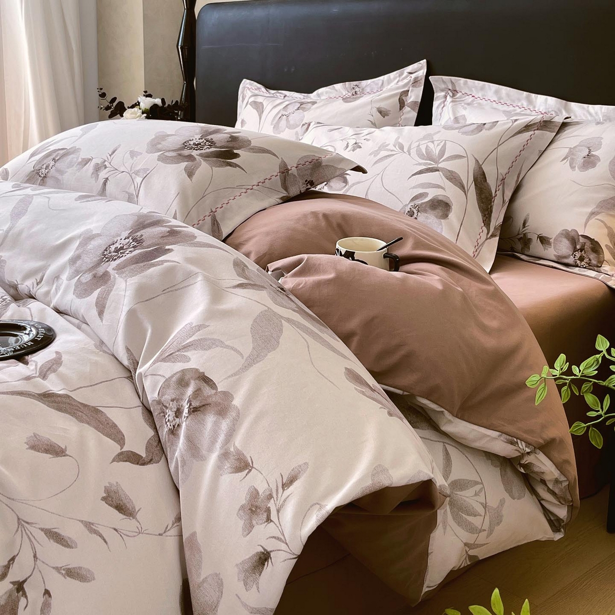 宜家坊 2025新款升级疆大白全棉加厚生态磨毛四件套 知茵-咖