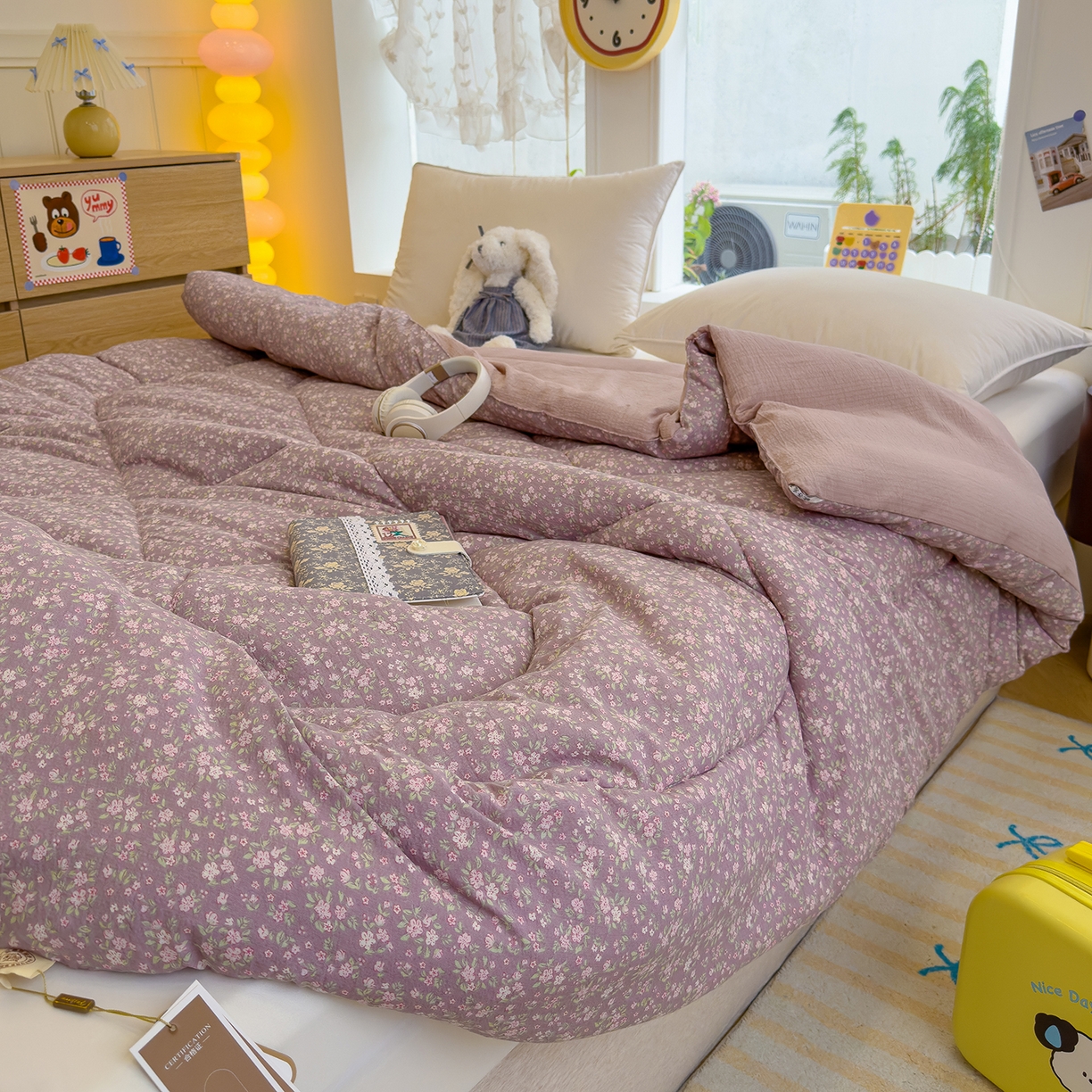 91家纺网 家纺一手货源 找家纺 弗苓家纺 2025新款A类云感有氧双层纱冬被被子被芯 米亚