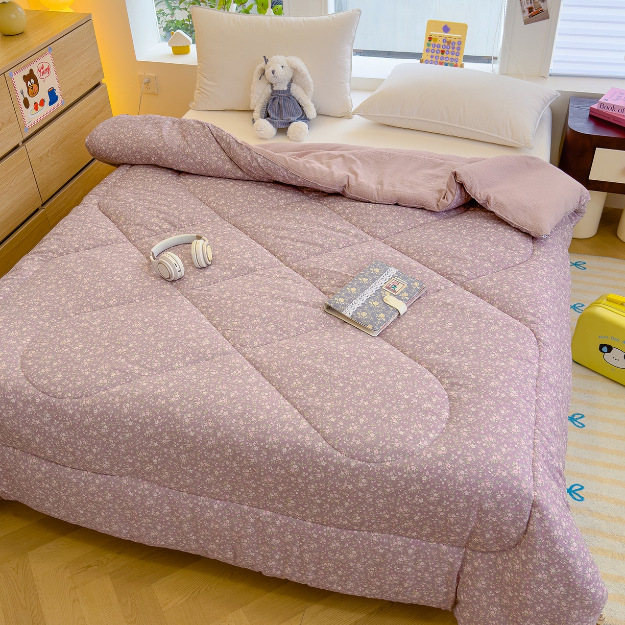 91家纺网 家纺一手货源 找家纺 弗苓家纺 2025新款A类云感有氧双层纱冬被被子被芯 米亚