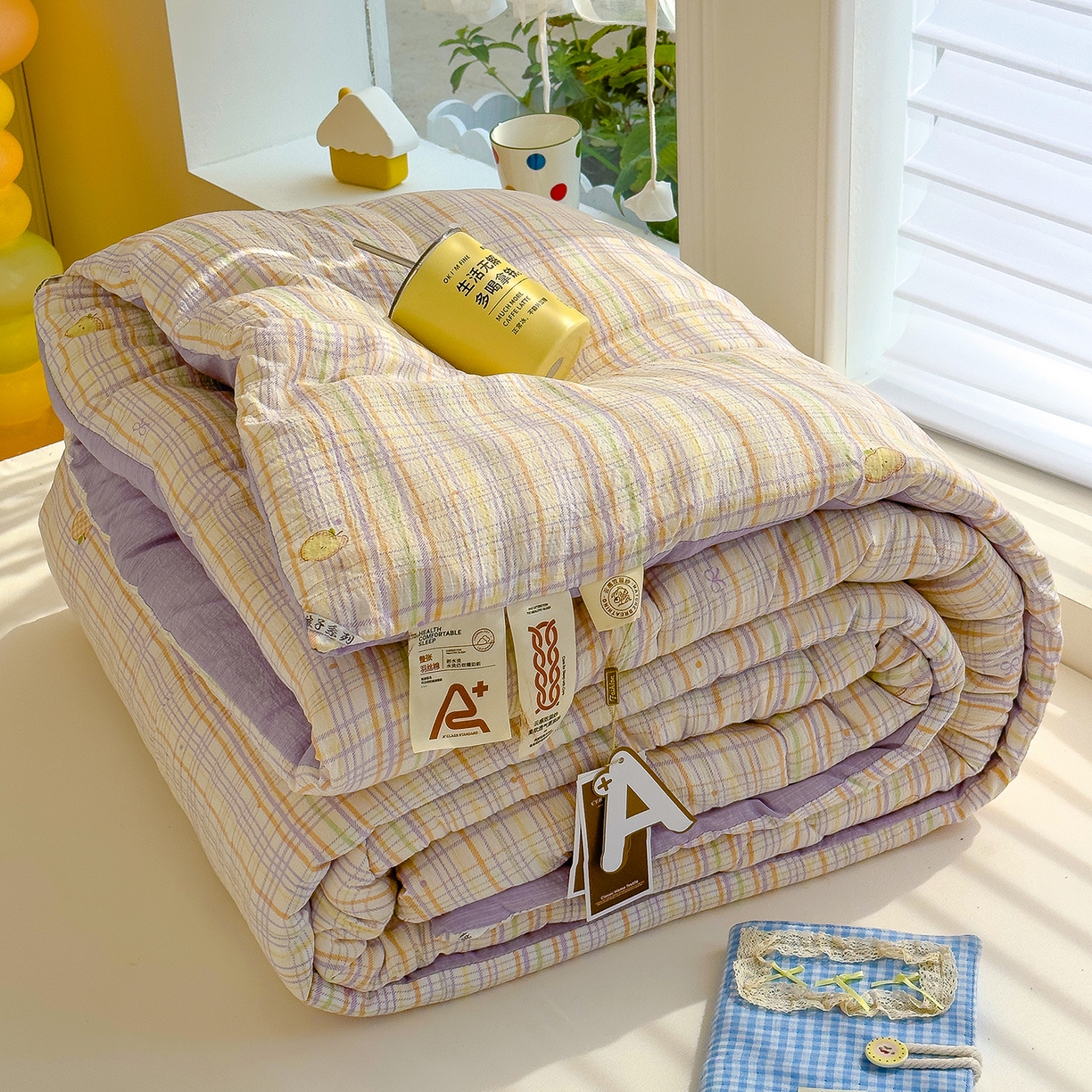 弗苓家纺 2025新款A类云感有氧双层纱冬被被子被芯 苹果栖时