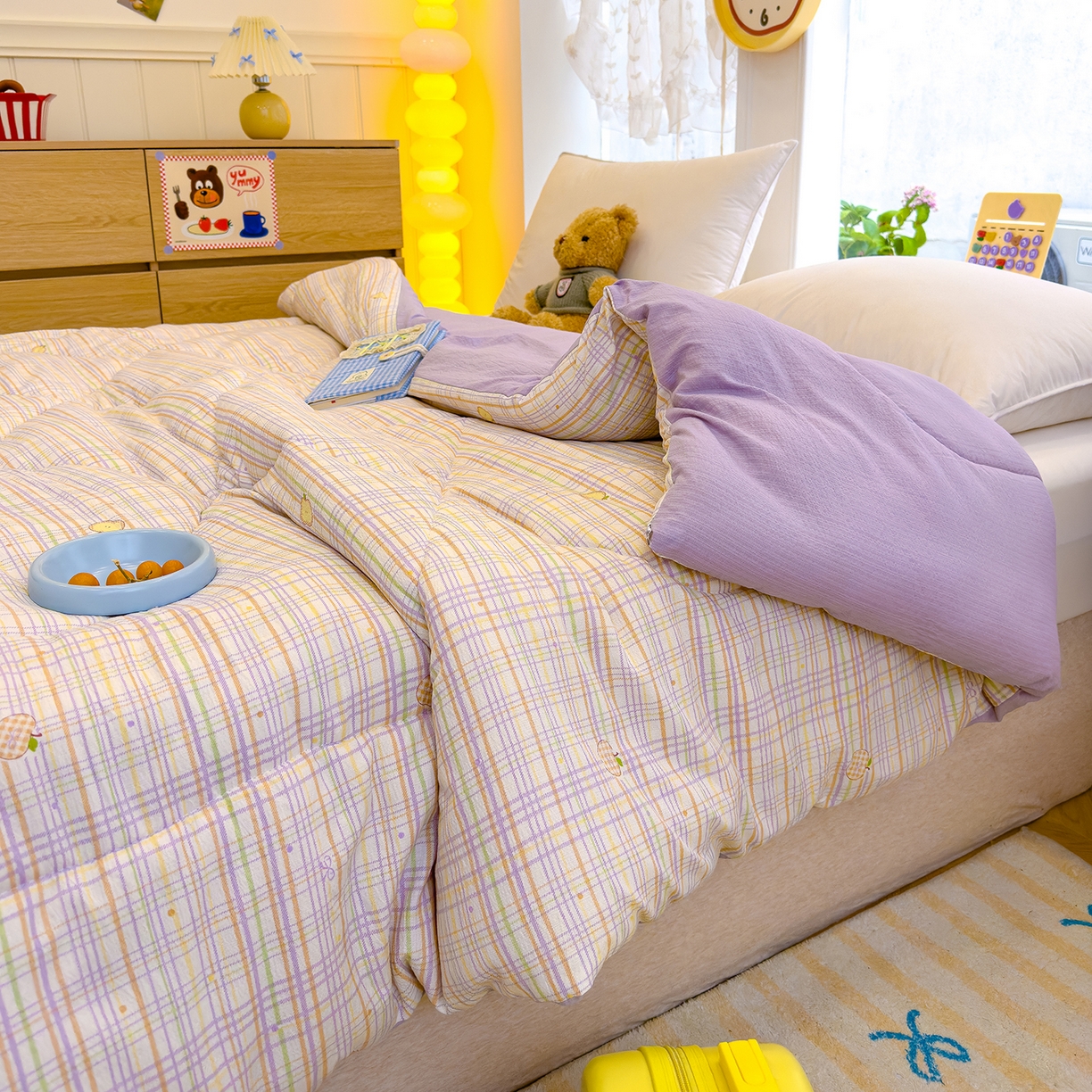 91家纺网 家纺一手货源 找家纺 弗苓家纺 2025新款A类云感有氧双层纱冬被被子被芯 苹果栖时