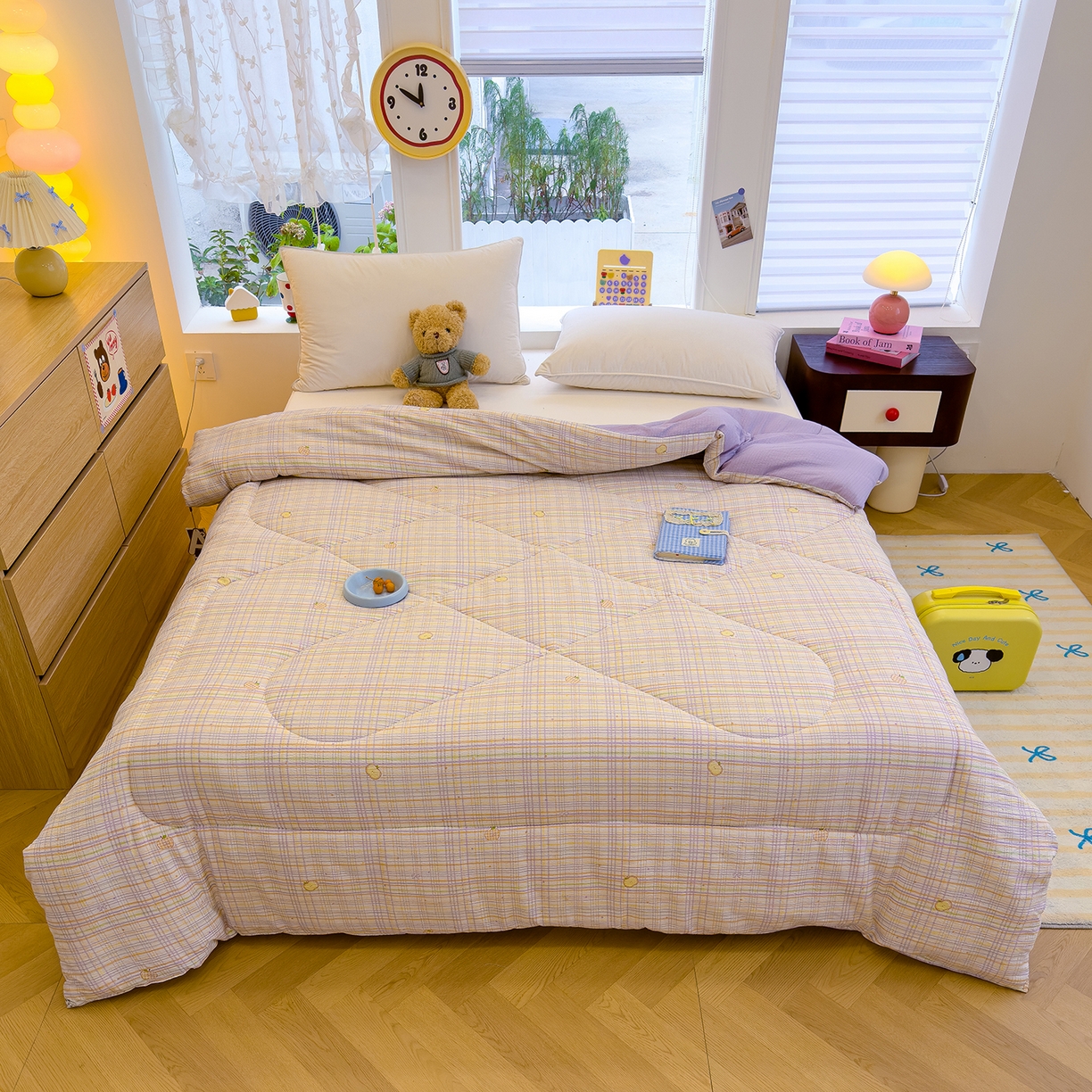 91家纺网 家纺一手货源 找家纺 弗苓家纺 2025新款A类云感有氧双层纱冬被被子被芯 苹果栖时