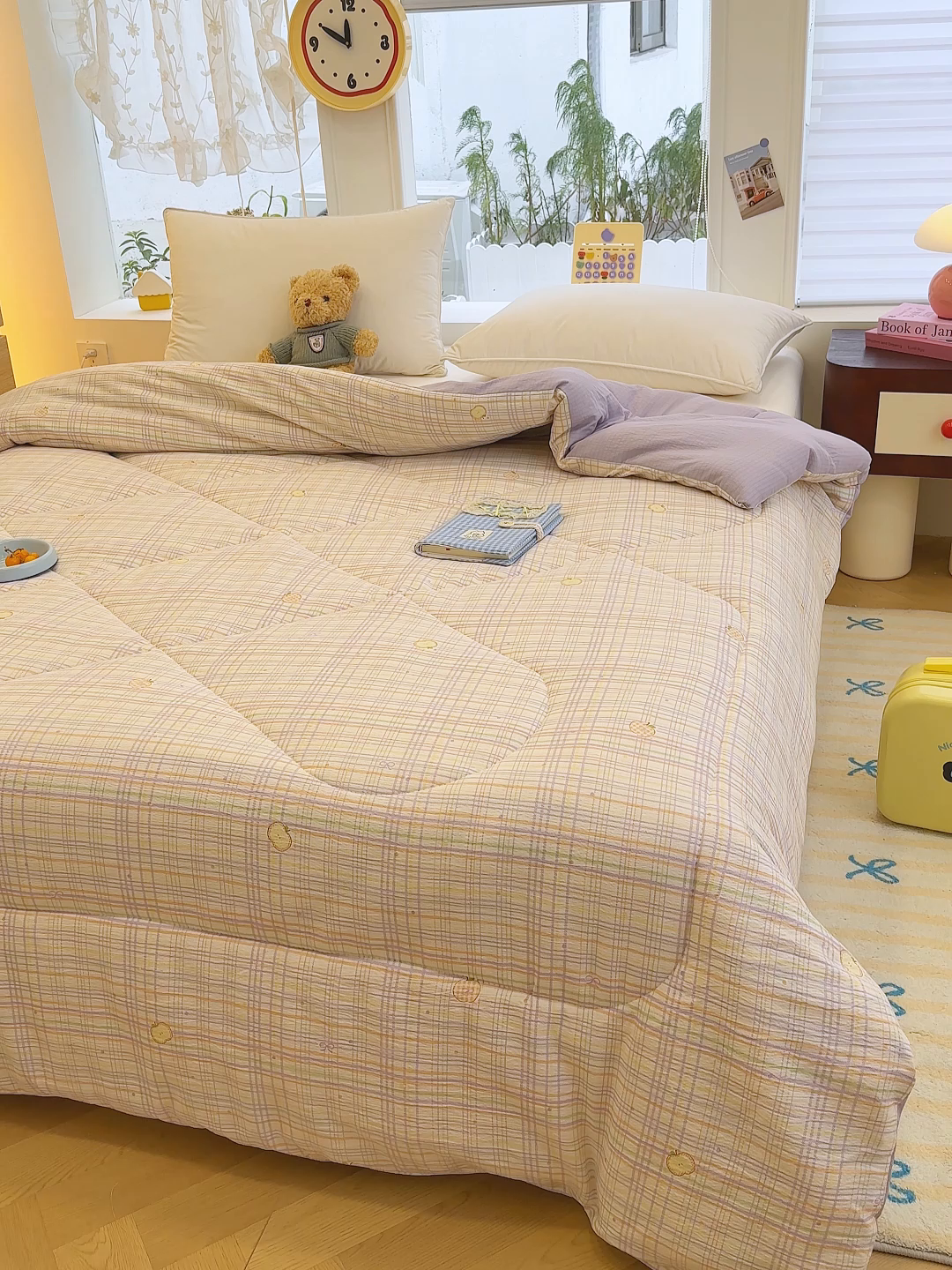 91家纺网 家纺一手货源 找家纺 弗苓家纺 2025新款A类云感有氧双层纱冬被被子被芯 苹果栖时