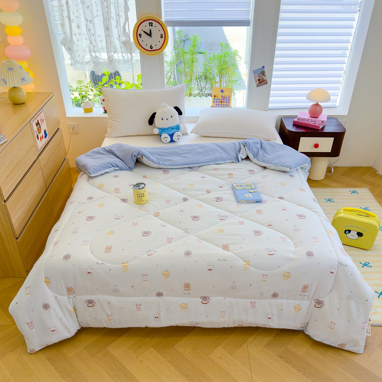 91家纺网 家纺一手货源 找家纺 弗苓家纺 2025新款A类云感有氧双层纱冬被被子被芯 绒绒乐园