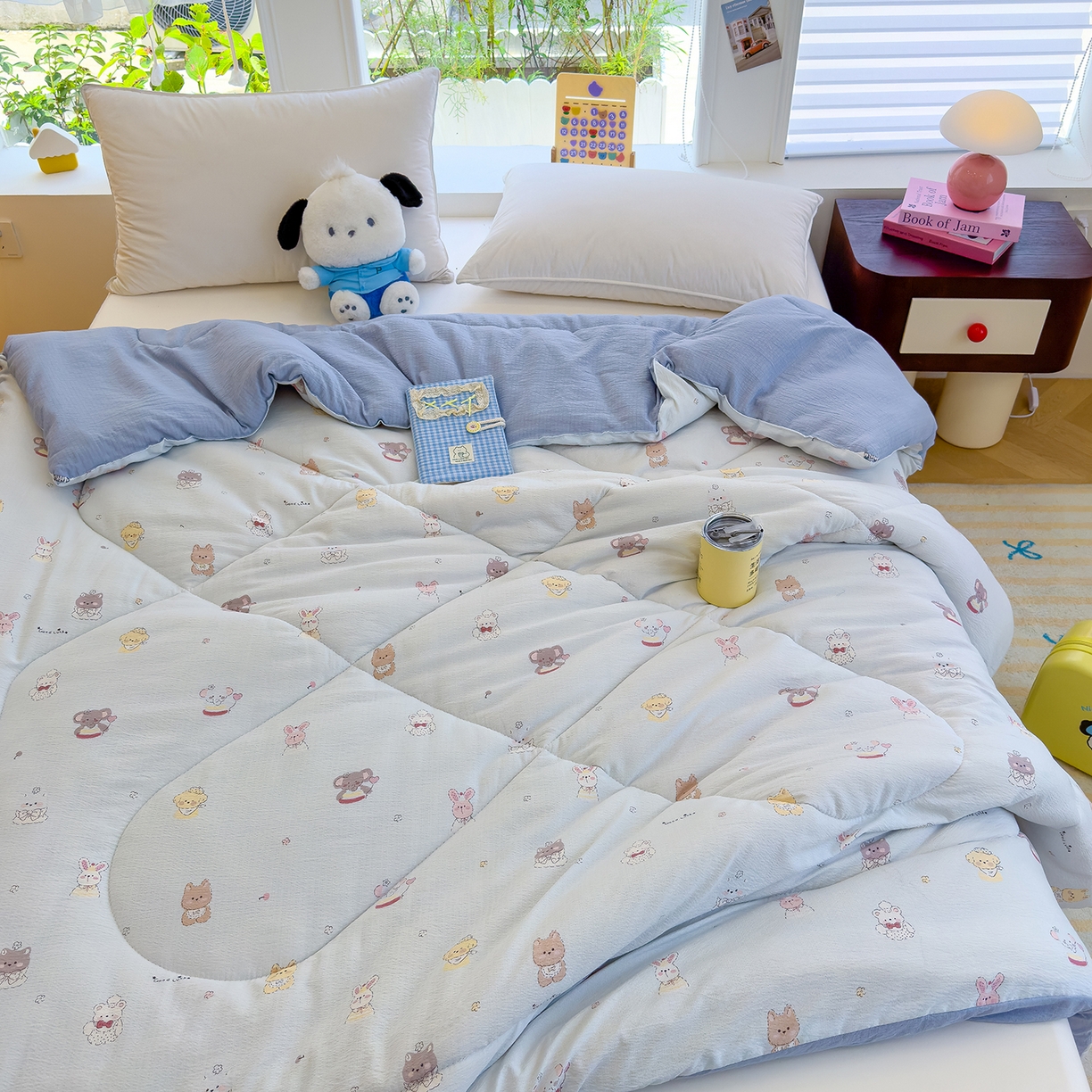 91家纺网 家纺一手货源 找家纺 弗苓家纺 2025新款A类云感有氧双层纱冬被被子被芯 绒绒乐园