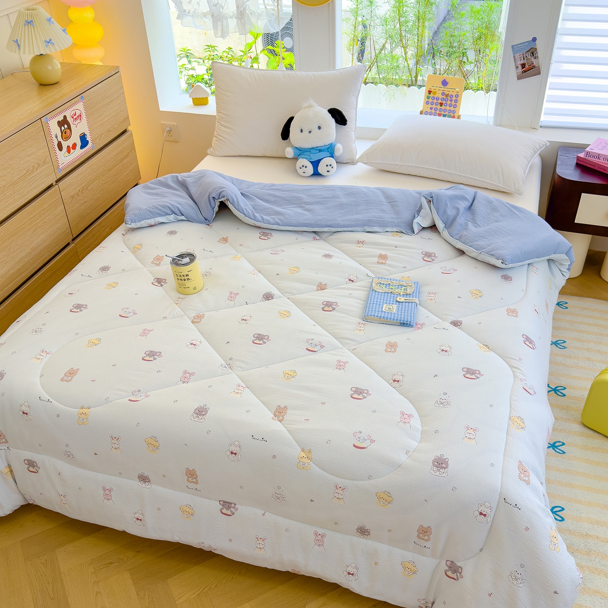 91家纺网 家纺一手货源 找家纺 弗苓家纺 2025新款A类云感有氧双层纱冬被被子被芯 绒绒乐园