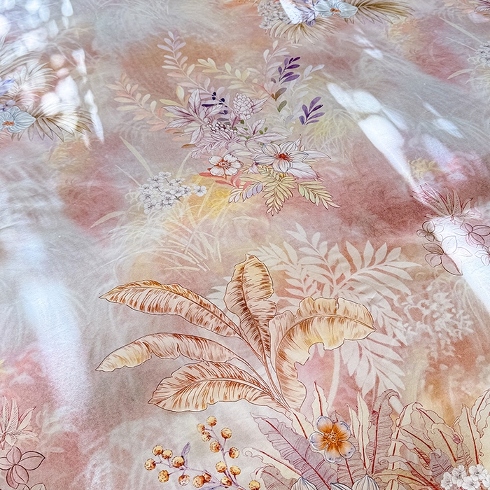 91家纺网 家纺一手货源 找家纺 巧玲珑 2025新款100%数码印花生态AB版四件套 花舞莎莎