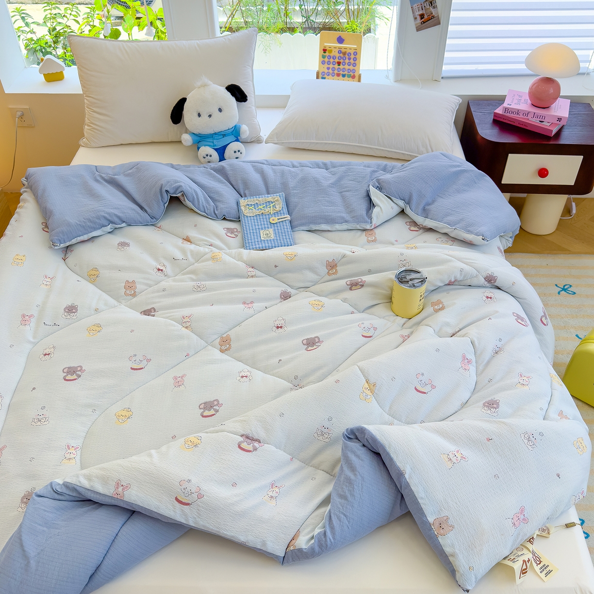 91家纺网 家纺一手货源 找家纺 弗苓家纺 2025新款A类云感有氧双层纱冬被被子被芯 绒绒乐园