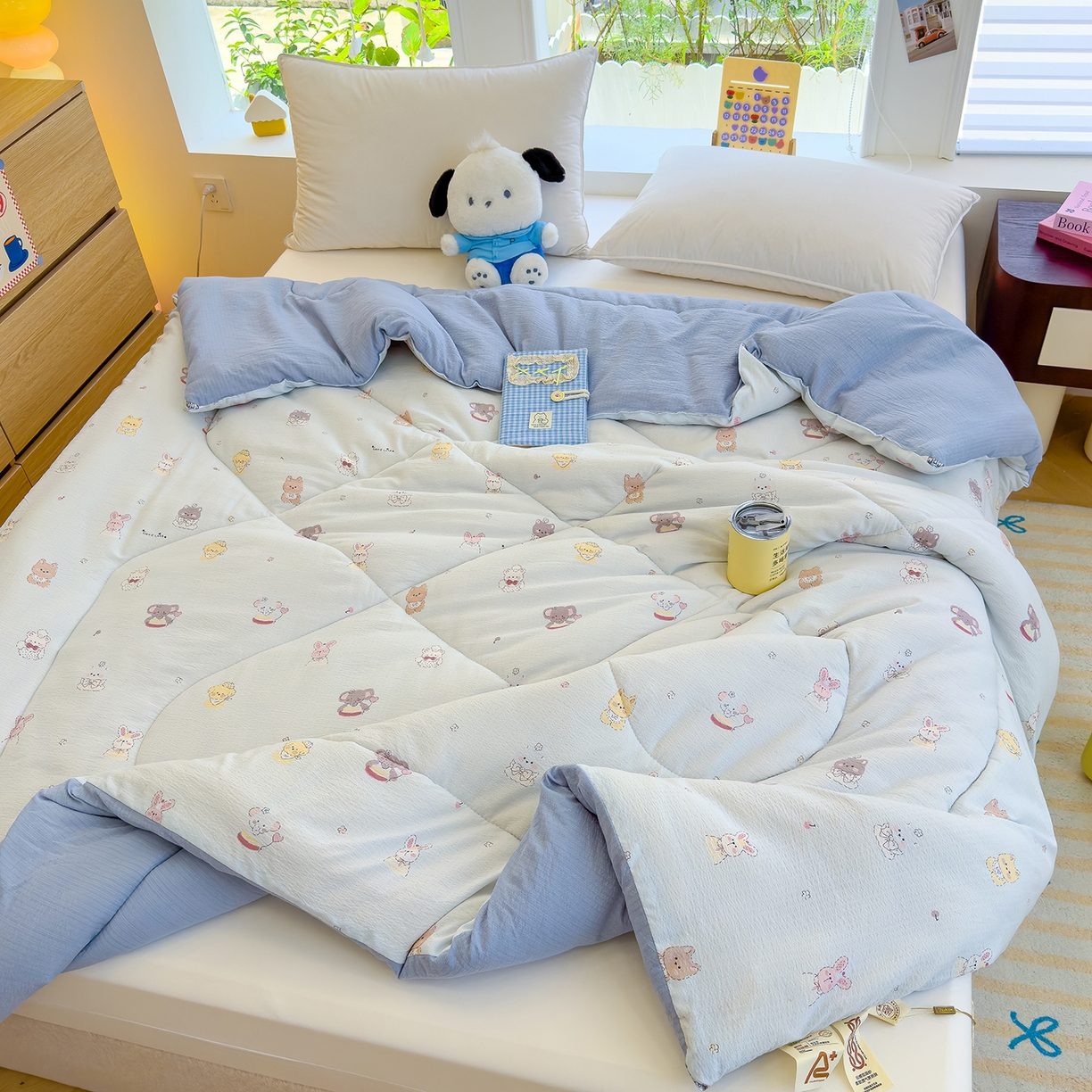 91家纺网 家纺一手货源 找家纺 弗苓家纺 2025新款A类云感有氧双层纱冬被被子被芯 绒绒乐园