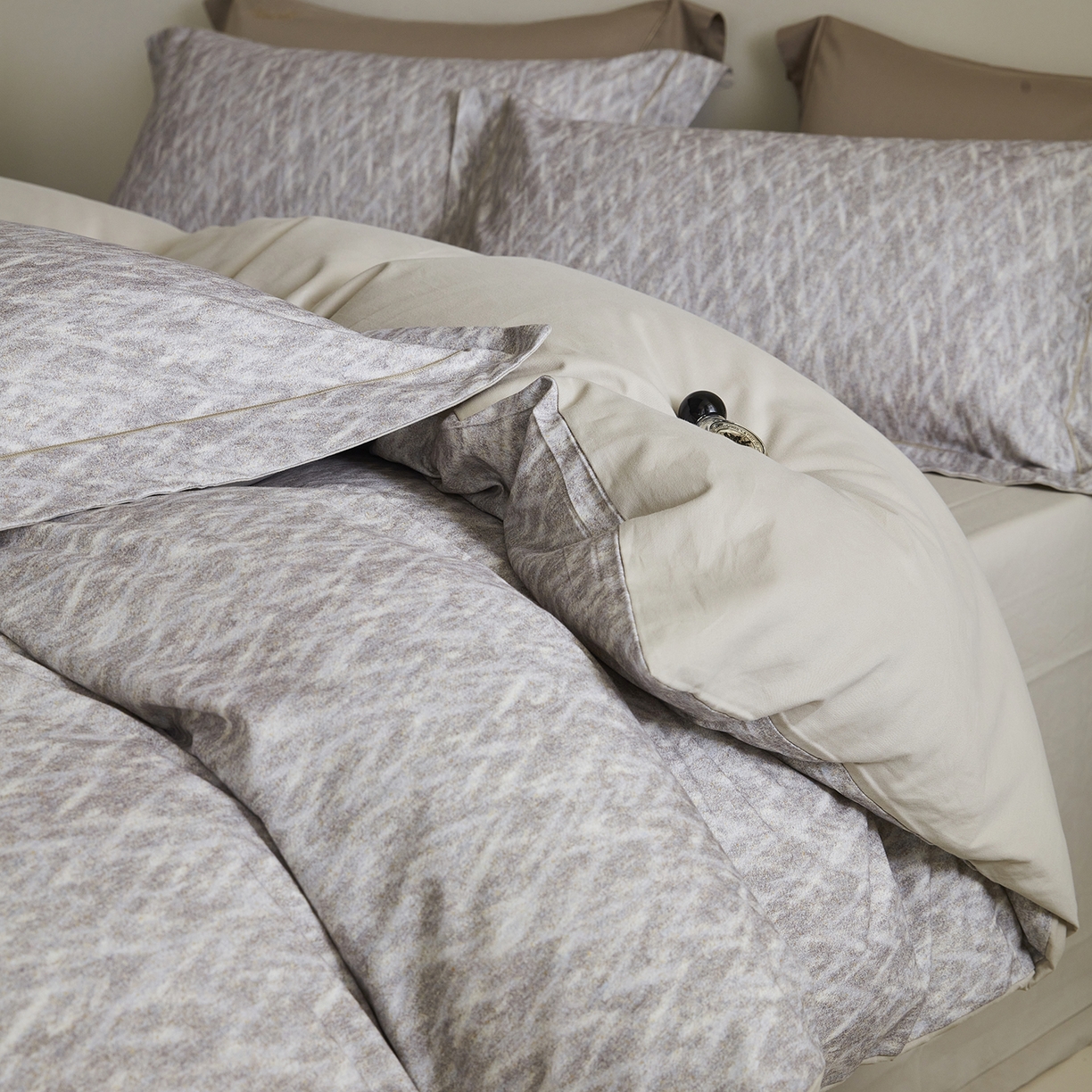 XIWEN-希文家纺 2025秋冬新款全棉纯棉生态磨毛印花四件套 星辰-灰