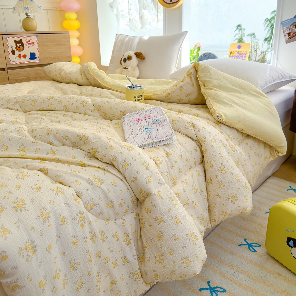 91家纺网 家纺一手货源 找家纺 弗苓家纺 2025新款A类云感有氧双层纱冬被被子被芯 舒芙蕾