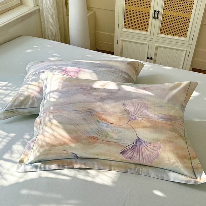 91家纺网 家纺一手货源 找家纺 巧玲珑 2025新款100%数码印花生态AB版四件套 锦瑟