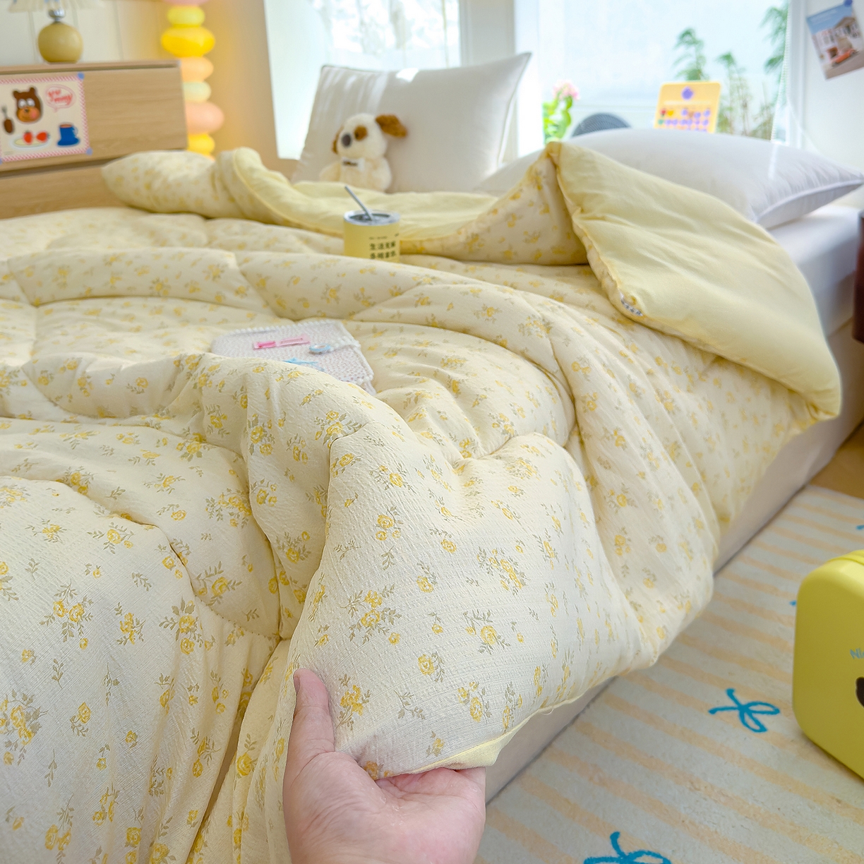 91家纺网 家纺一手货源 找家纺 弗苓家纺 2025新款A类云感有氧双层纱冬被被子被芯 舒芙蕾