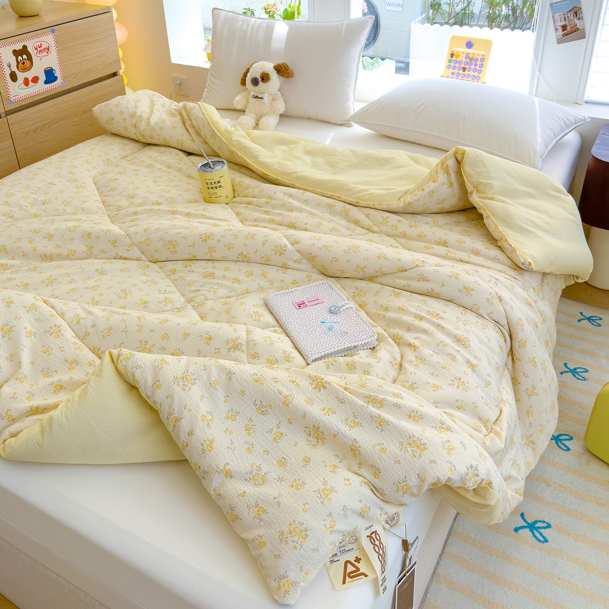 91家纺网 家纺一手货源 找家纺 弗苓家纺 2025新款A类云感有氧双层纱冬被被子被芯 舒芙蕾