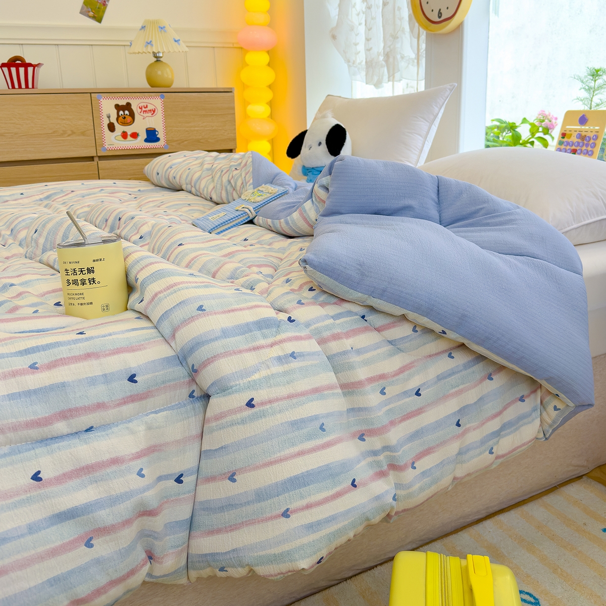 91家纺网 家纺一手货源 找家纺 弗苓家纺 2025新款A类云感有氧双层纱冬被被子被芯 疏影之星