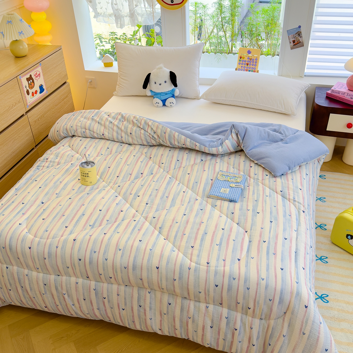 91家纺网 家纺一手货源 找家纺 弗苓家纺 2025新款A类云感有氧双层纱冬被被子被芯 疏影之星