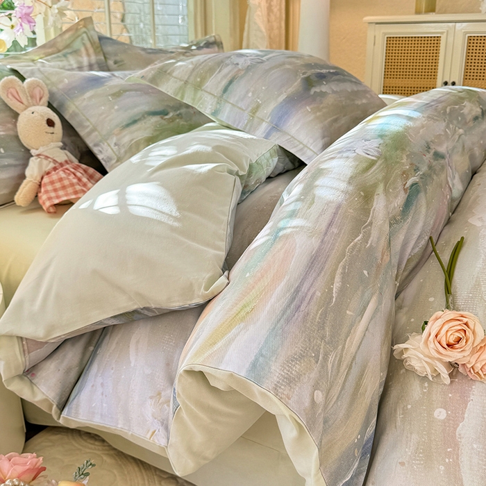 巧玲珑 2025新款100%数码印花生态AB版四件套 靓彩