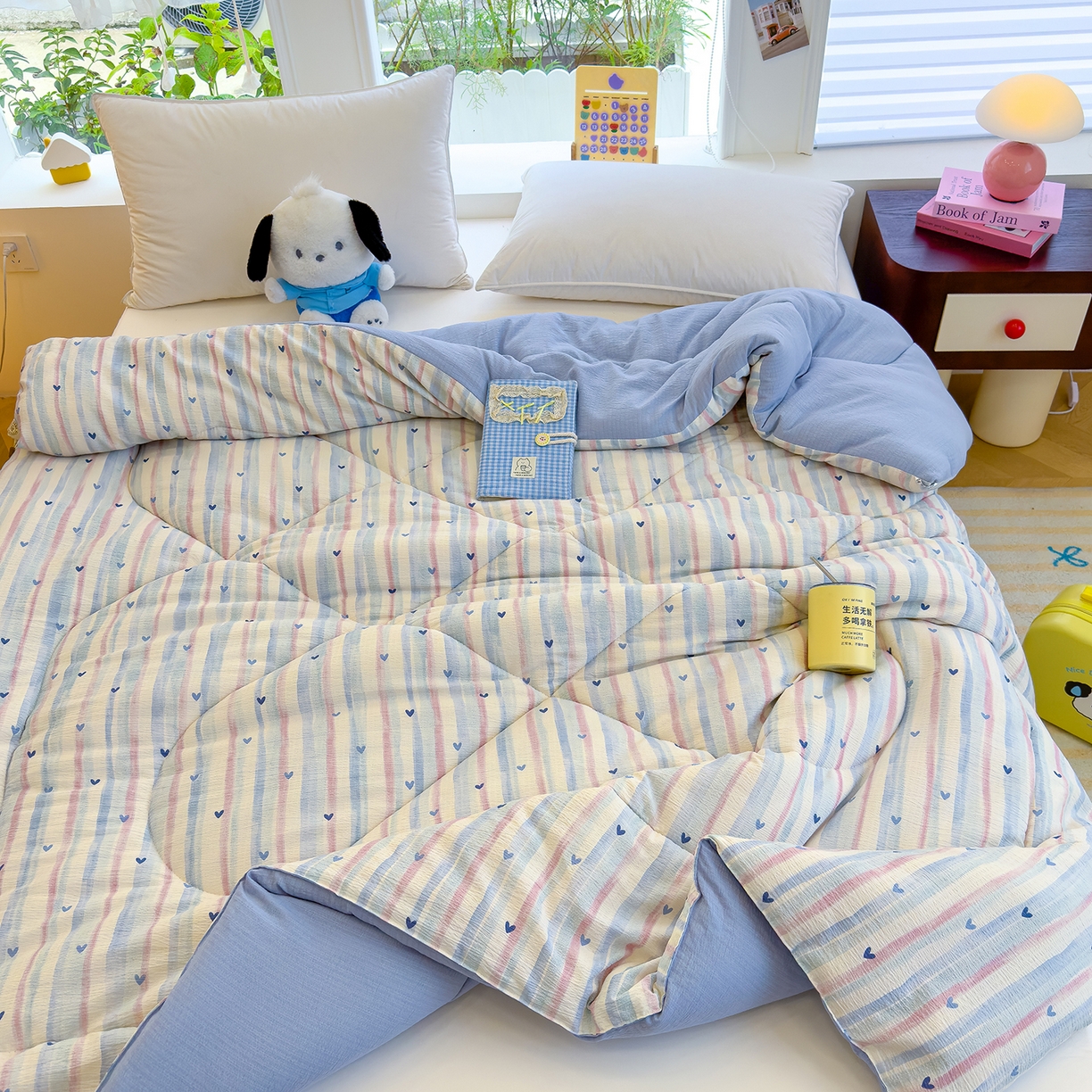 91家纺网 家纺一手货源 找家纺 弗苓家纺 2025新款A类云感有氧双层纱冬被被子被芯 疏影之星