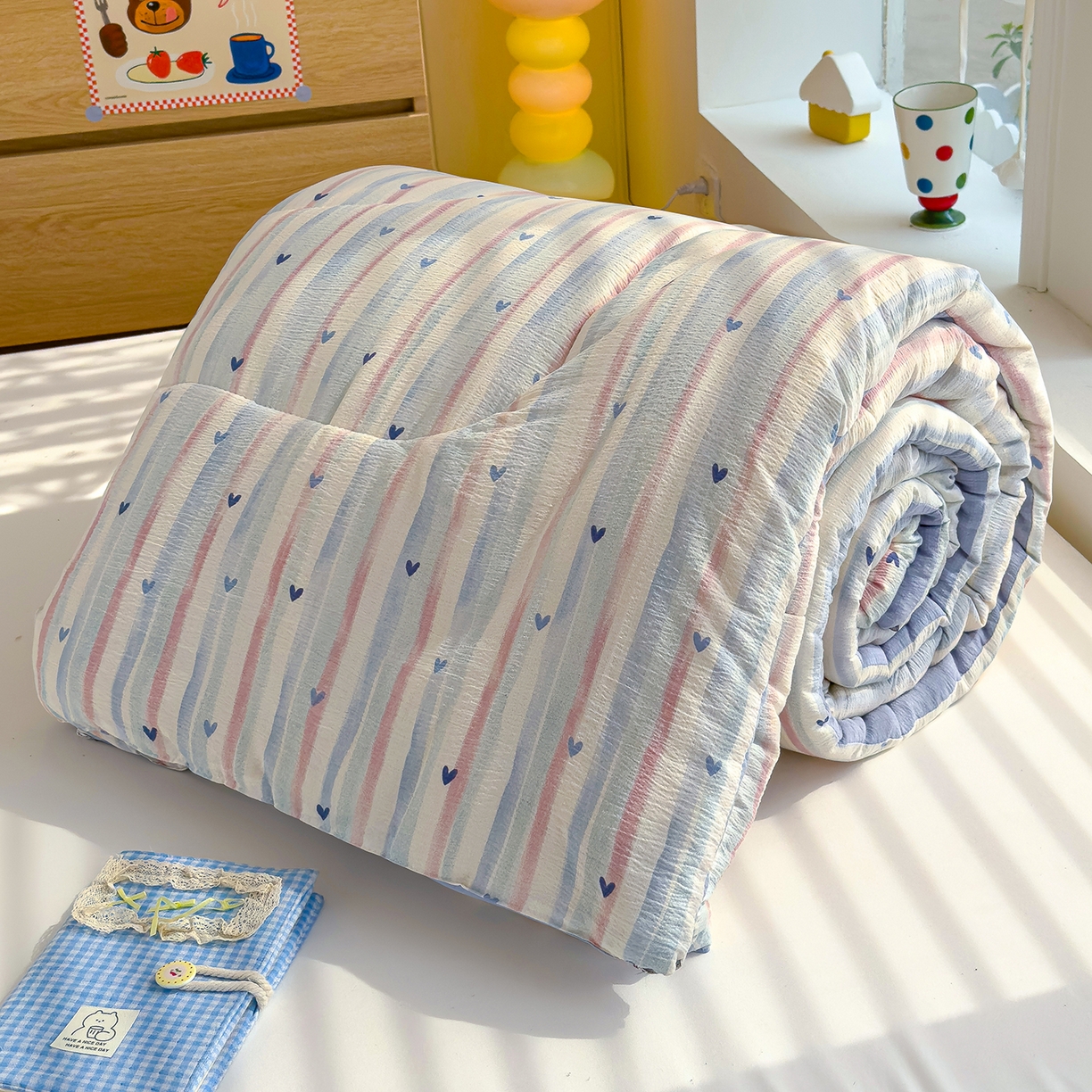 91家纺网 家纺一手货源 找家纺 弗苓家纺 2025新款A类云感有氧双层纱冬被被子被芯 疏影之星