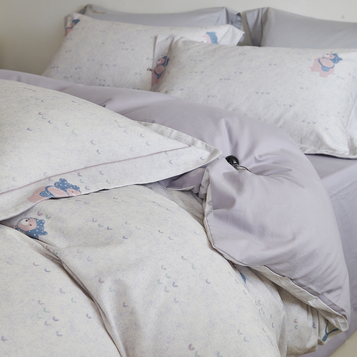 XIWEN-希文家纺 2025秋冬新款全棉纯棉生态磨毛印花四件套 幸福熊米