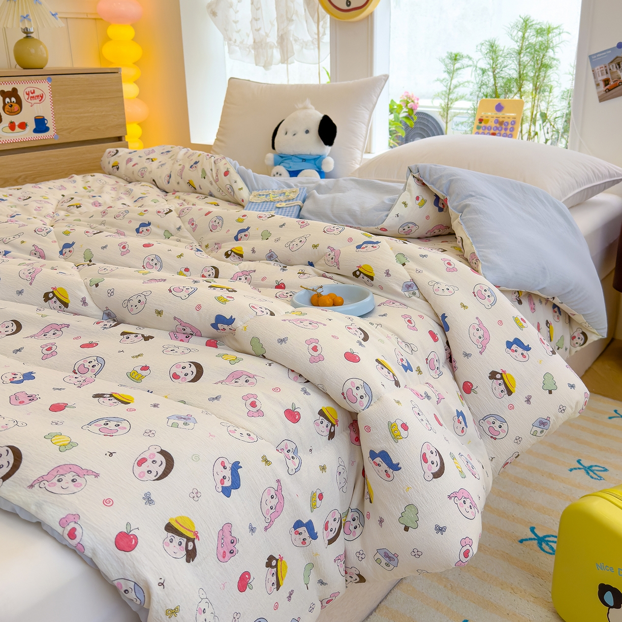 91家纺网 家纺一手货源 找家纺 弗苓家纺 2025新款A类云感有氧双层纱冬被被子被芯 小新