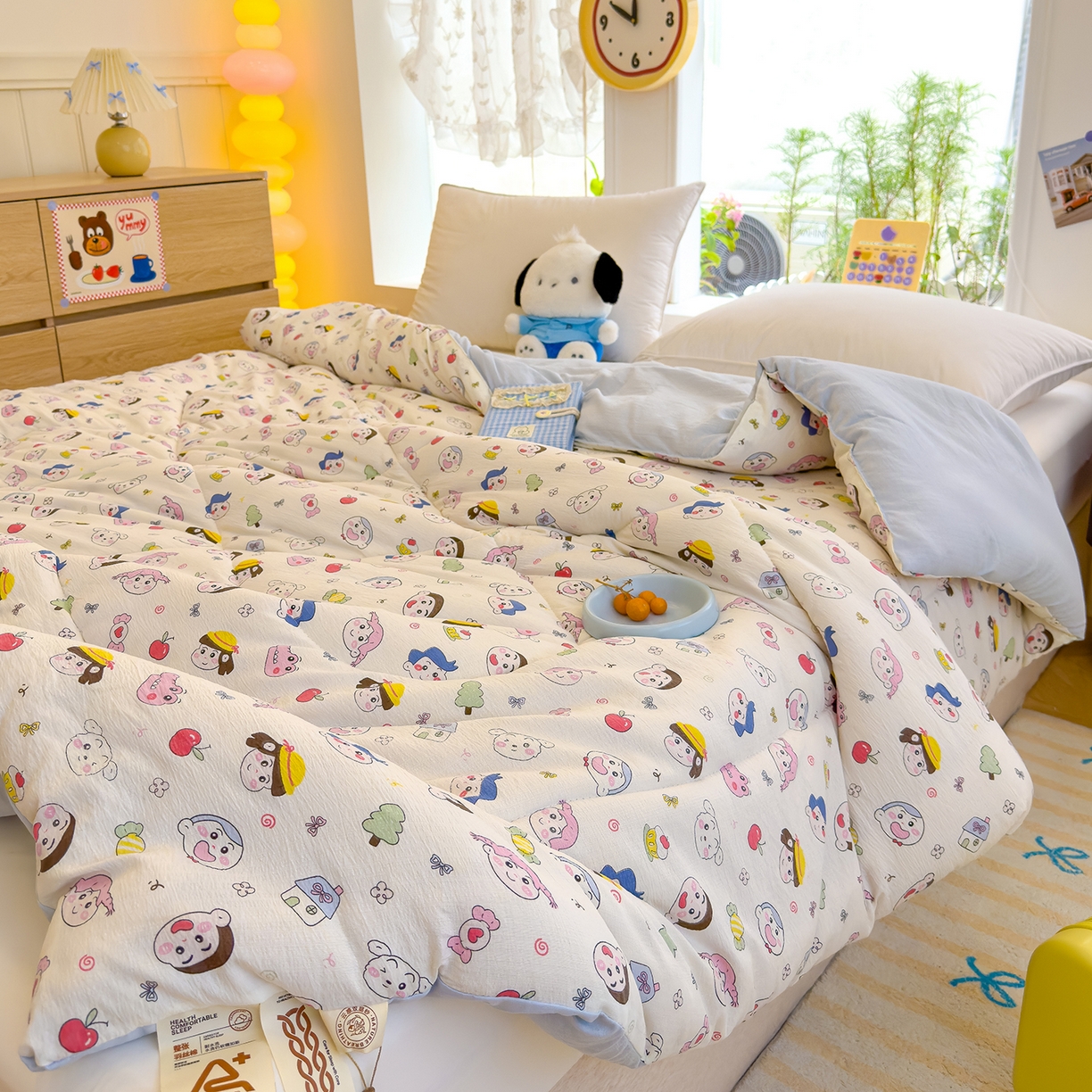 91家纺网 家纺一手货源 找家纺 弗苓家纺 2025新款A类云感有氧双层纱冬被被子被芯 小新