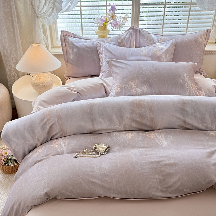 91家纺网 家纺一手货源 找家纺 巧玲珑 2025新款100%数码印花生态AB版四件套 梅丽莎