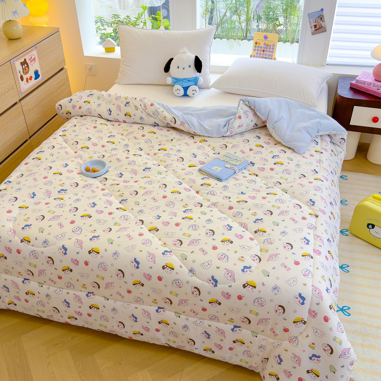 91家纺网 家纺一手货源 找家纺 弗苓家纺 2025新款A类云感有氧双层纱冬被被子被芯 小新