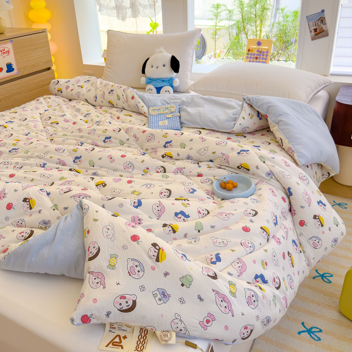 91家纺网 家纺一手货源 找家纺 弗苓家纺 2025新款A类云感有氧双层纱冬被被子被芯 小新