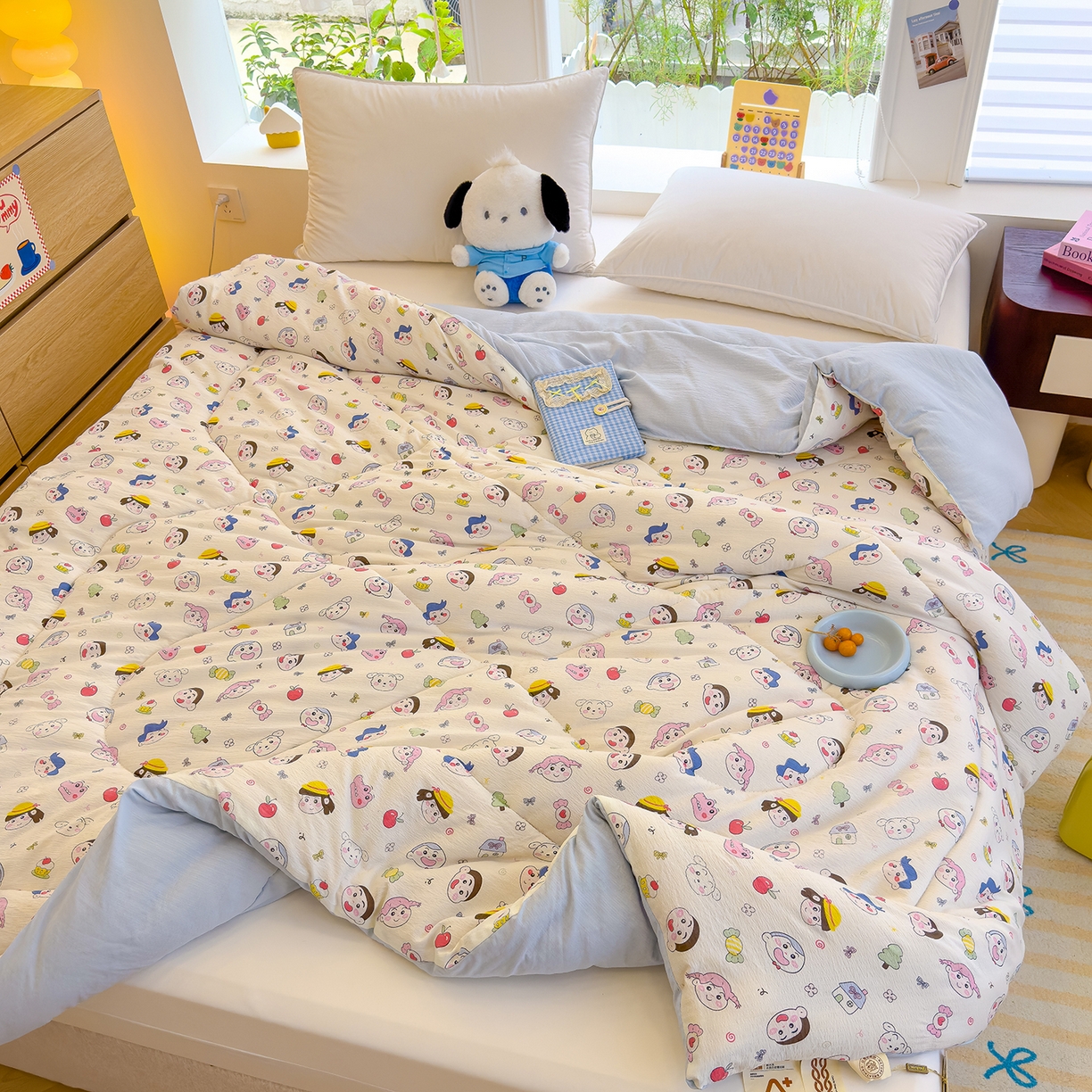 91家纺网 家纺一手货源 找家纺 弗苓家纺 2025新款A类云感有氧双层纱冬被被子被芯 小新