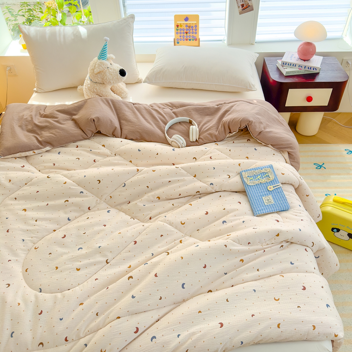 91家纺网 家纺一手货源 找家纺 弗苓家纺 2025新款A类云感有氧双层纱冬被被子被芯 枕梦星月