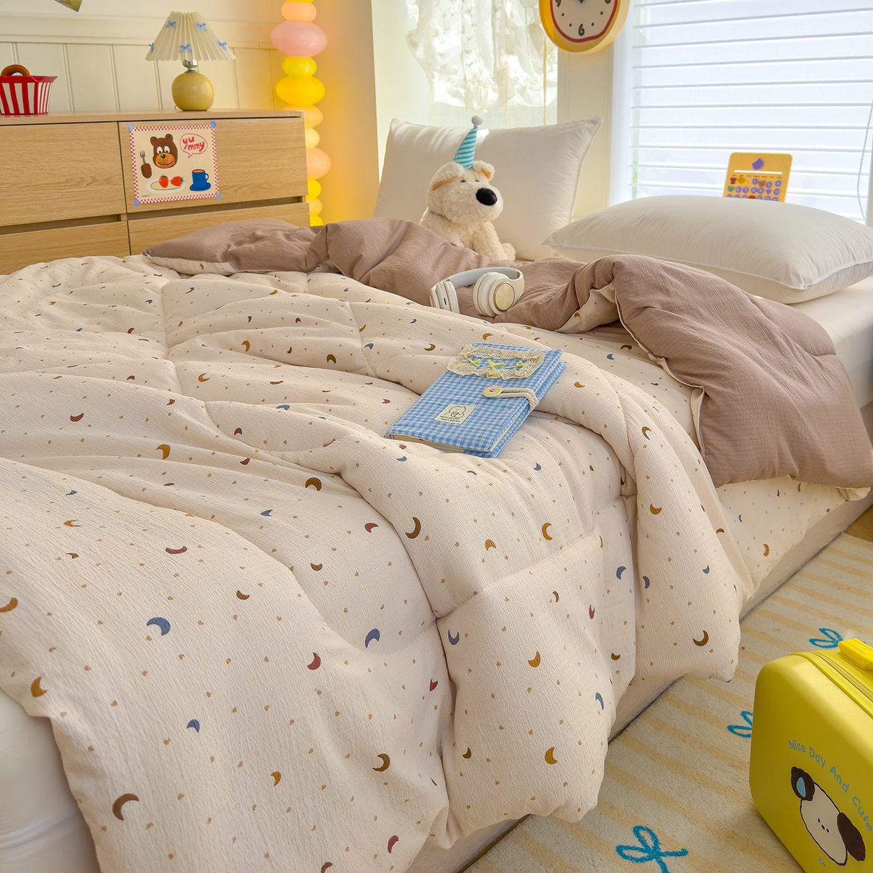 91家纺网 家纺一手货源 找家纺 弗苓家纺 2025新款A类云感有氧双层纱冬被被子被芯 枕梦星月