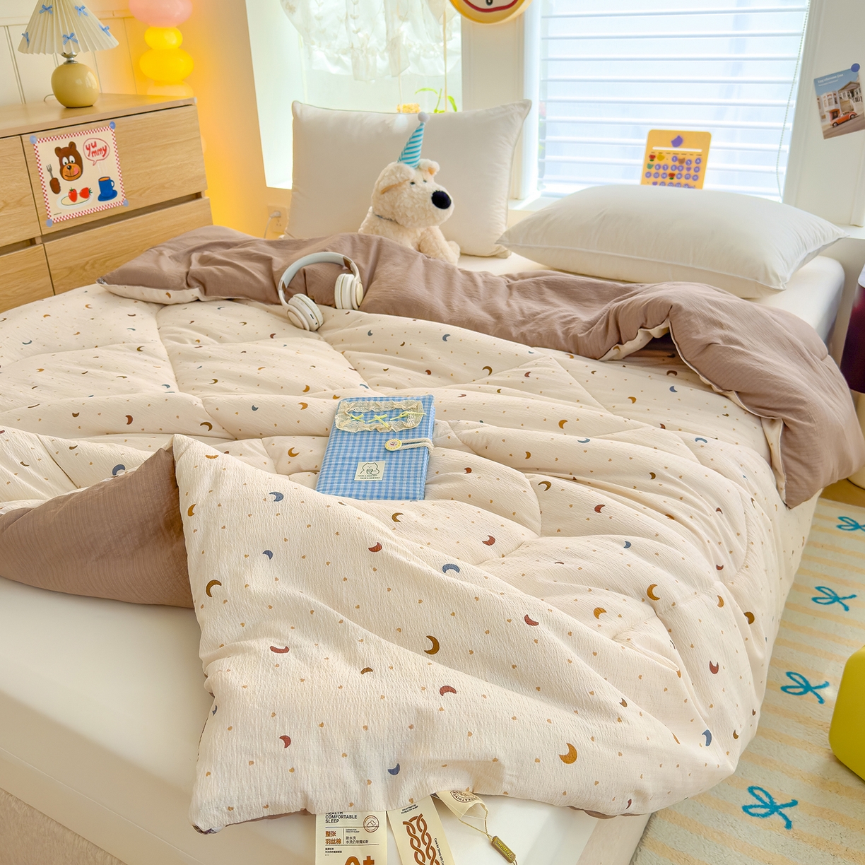 91家纺网 家纺一手货源 找家纺 弗苓家纺 2025新款A类云感有氧双层纱冬被被子被芯 枕梦星月