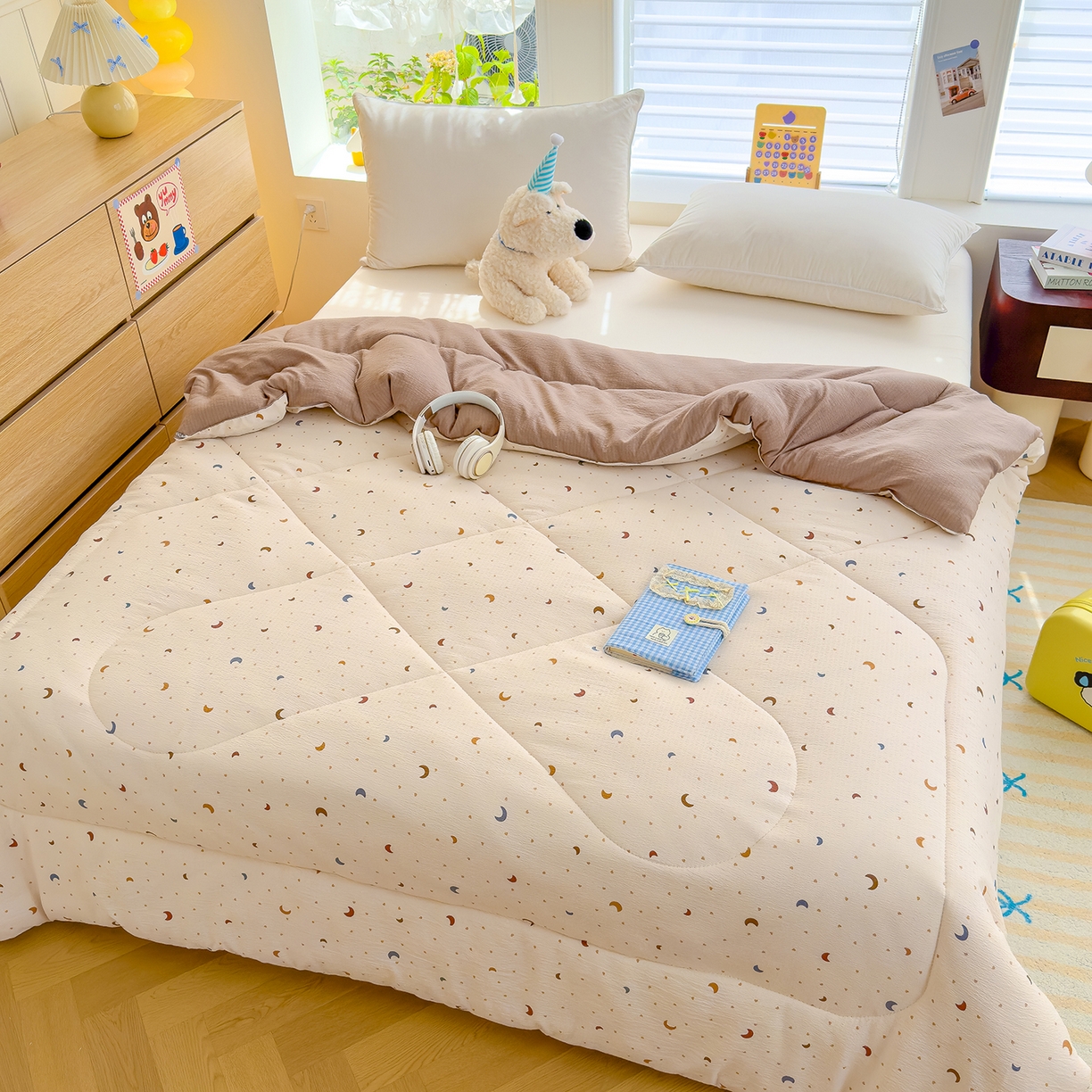 91家纺网 家纺一手货源 找家纺 弗苓家纺 2025新款A类云感有氧双层纱冬被被子被芯 枕梦星月