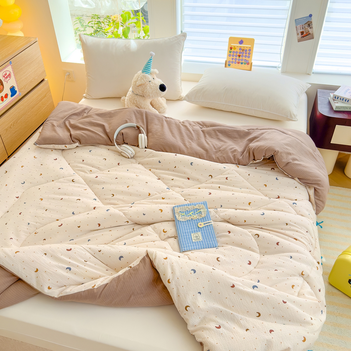 91家纺网 家纺一手货源 找家纺 弗苓家纺 2025新款A类云感有氧双层纱冬被被子被芯 枕梦星月