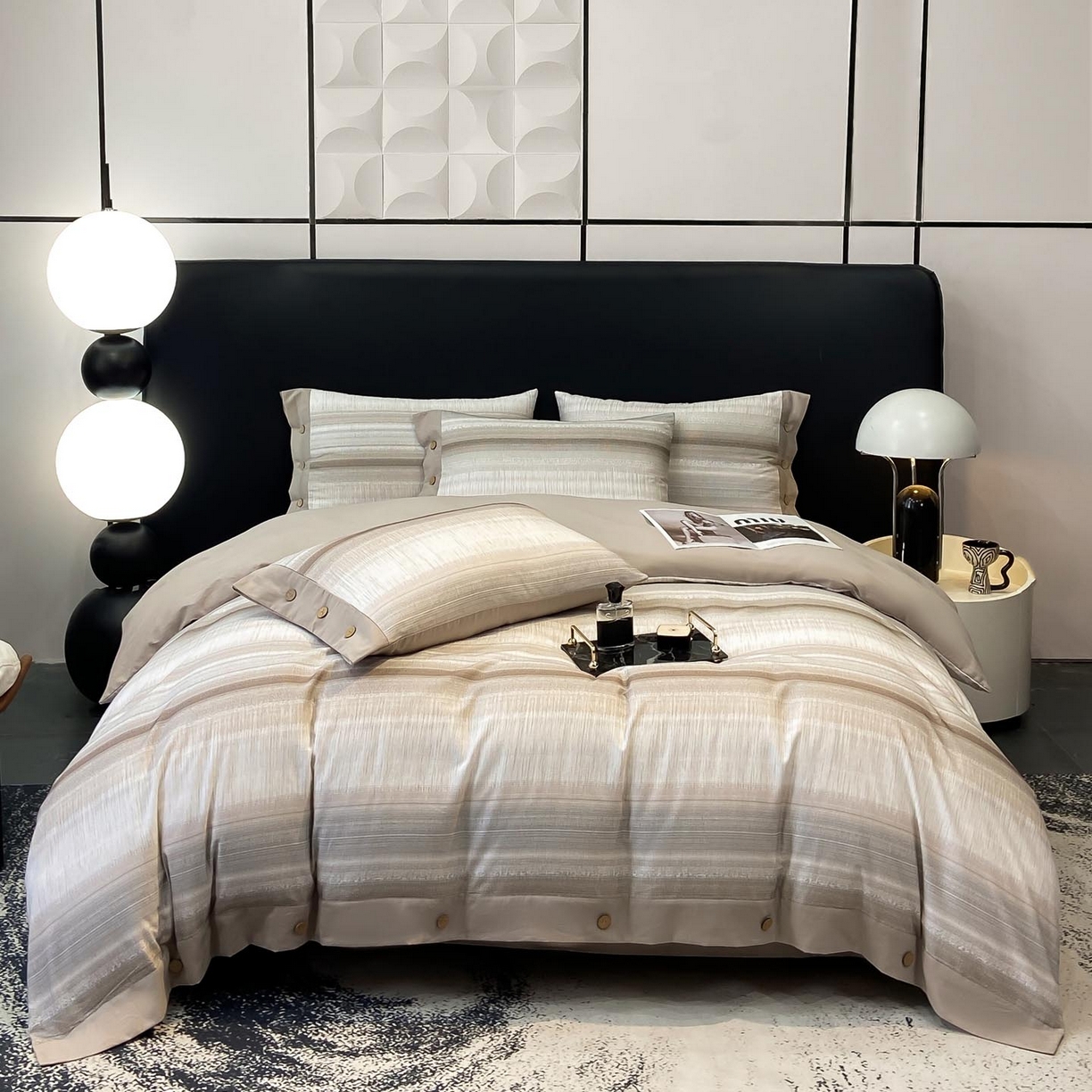 91家纺网 家纺一手货源 找家纺 宜家坊 2025新款全棉轻奢加厚磨毛纽扣款四件套 光遇-咖