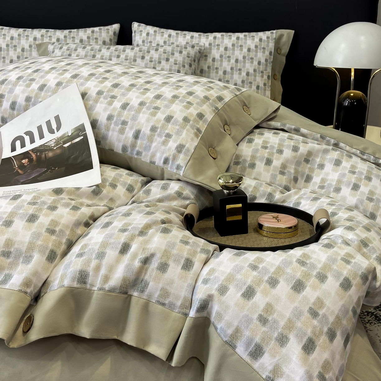 91家纺网 家纺一手货源 找家纺 （总）宜家坊 2025新款全棉轻奢加厚磨毛纽扣款四件套