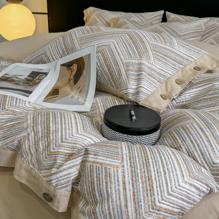 91家纺网 家纺一手货源 找家纺 宜家坊 2025新款全棉轻奢加厚磨毛纽扣款四件套 艾文