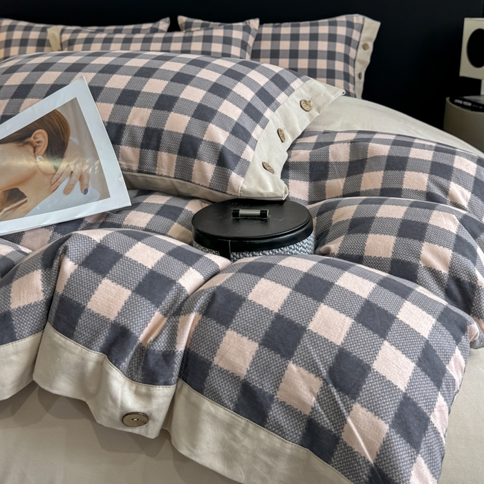 91家纺网 家纺一手货源 找家纺 （总）宜家坊 2025新款全棉轻奢加厚磨毛纽扣款四件套