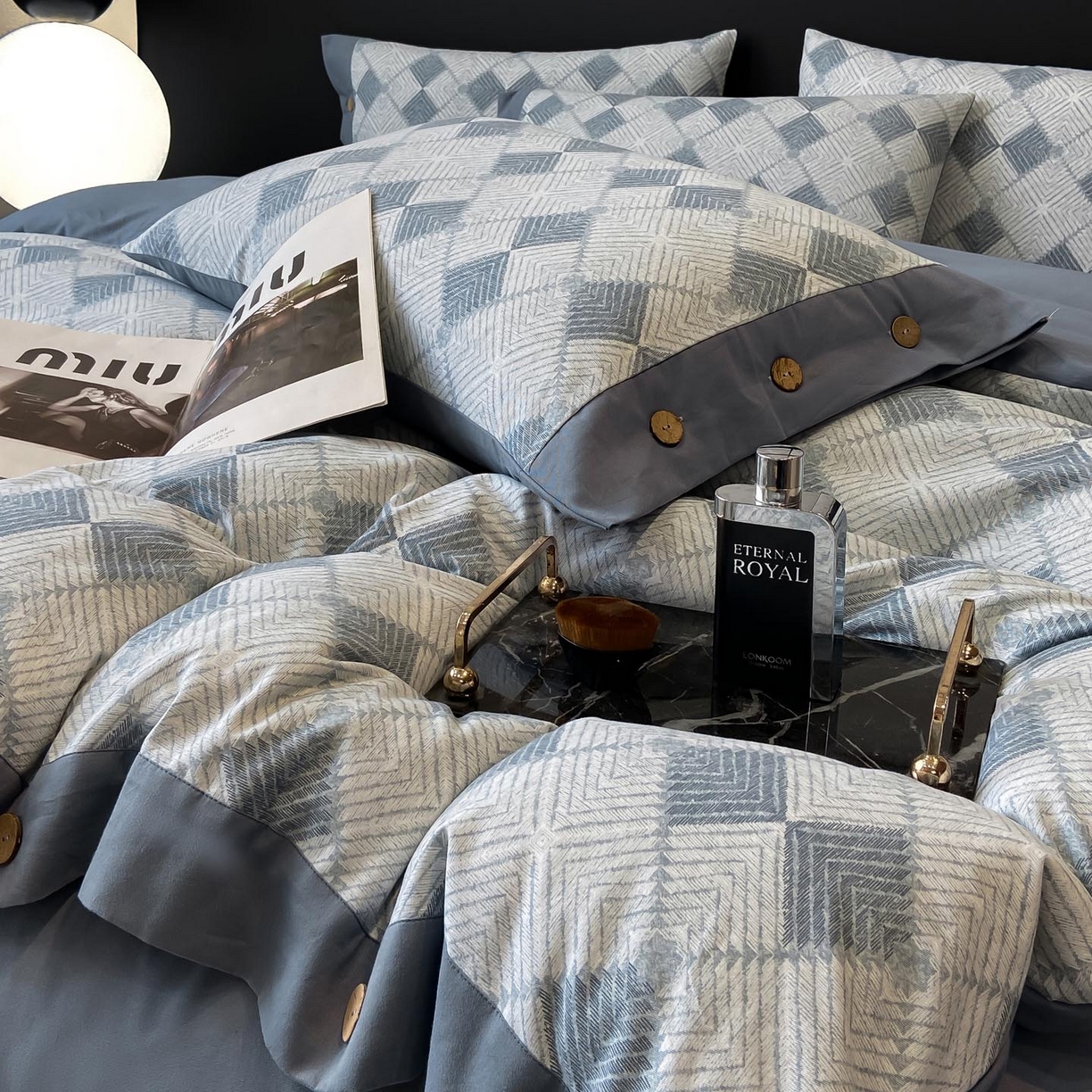 91家纺网 家纺一手货源 找家纺 （总）宜家坊 2025新款全棉轻奢加厚磨毛纽扣款四件套