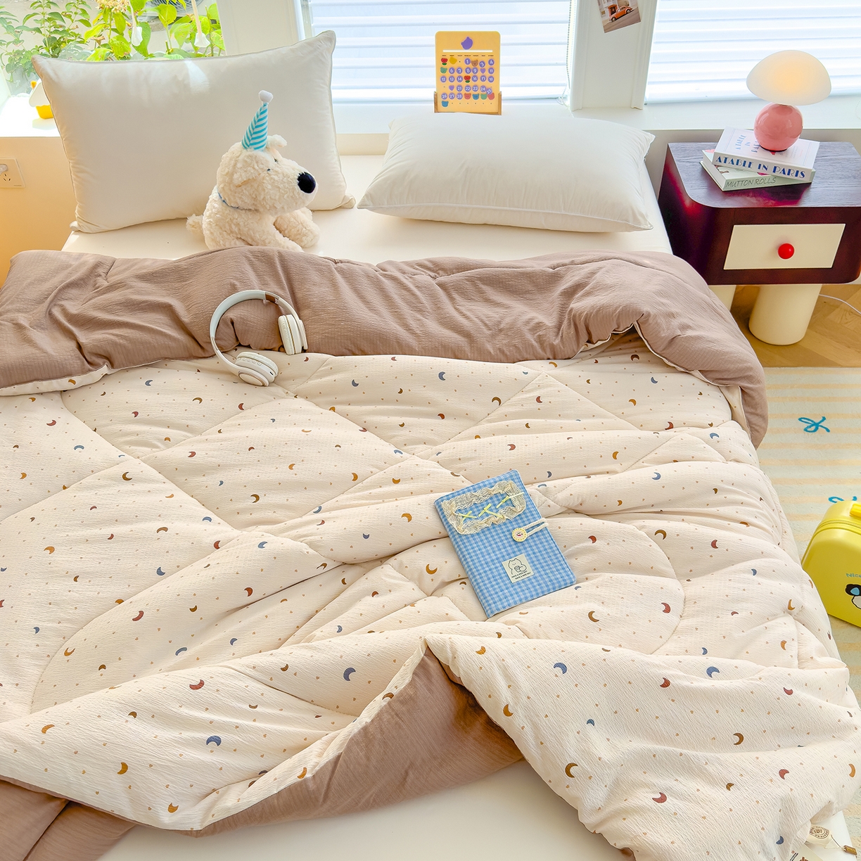 91家纺网 家纺一手货源 找家纺 弗苓家纺 2025新款A类云感有氧双层纱冬被被子被芯 枕梦星月