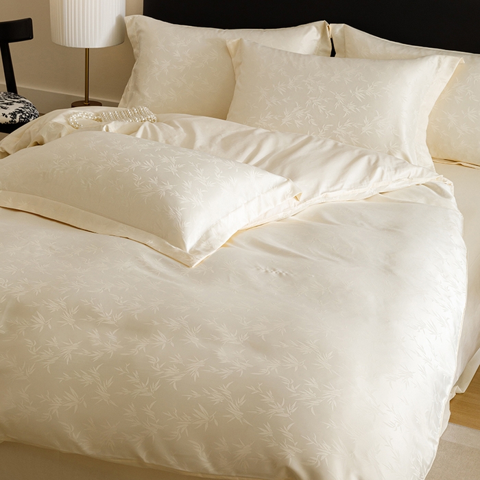 91家纺网 家纺一手货源 找家纺 （总）苏源家居 2025贡缎提花全棉纯棉四件套轻奢简约风套件-竹影