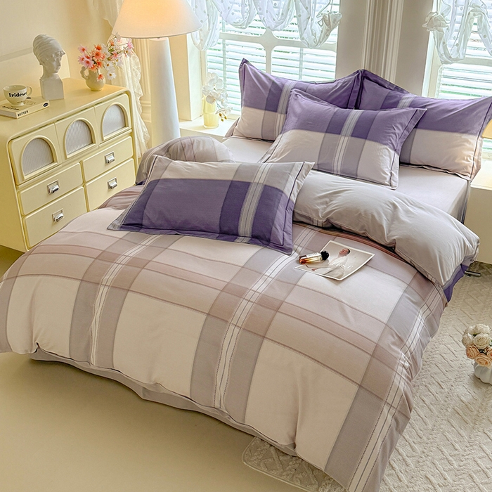 91家纺网 家纺一手货源 找家纺 巧玲珑 2025新款100%数码印花生态AB版四件套 墨雨