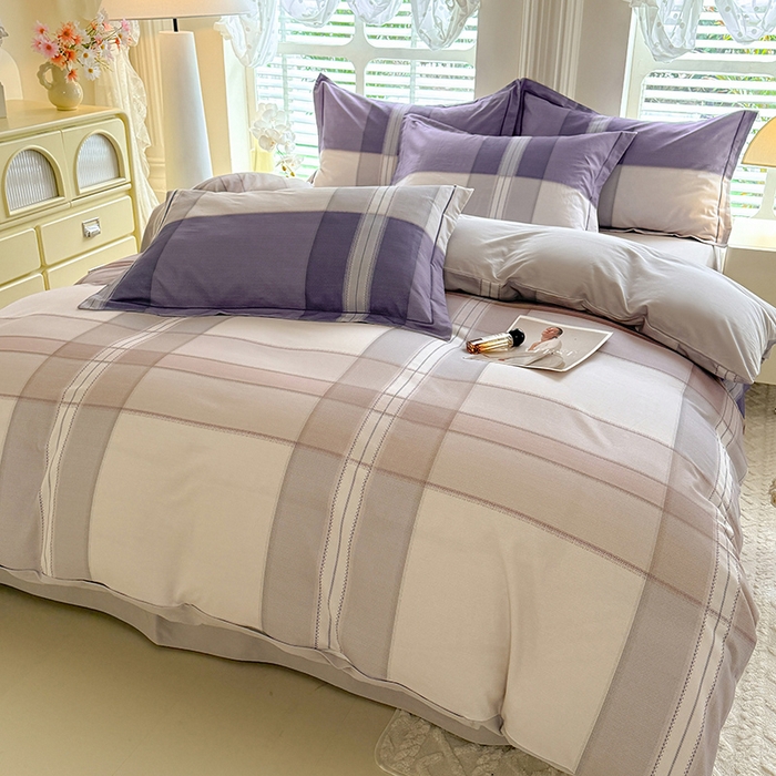 91家纺网 家纺一手货源 找家纺 巧玲珑 2025新款100%数码印花生态AB版四件套 墨雨